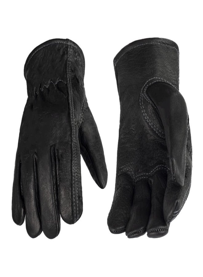 AMERICAN FUR Premium Buffalo Leather Gloves, Unlined Work Gloves (Black) (Large) - Image 1